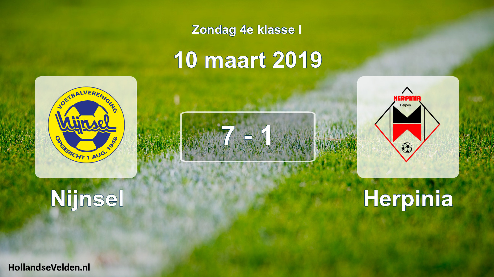 Total number of matches played: Nijnsel - Herpinia 7 - 1 (10 March 2019)