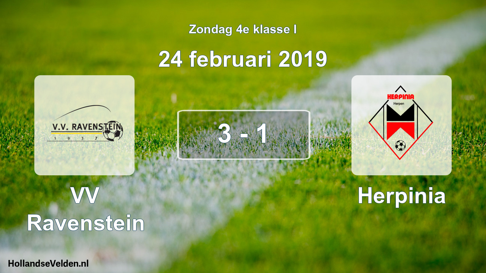 Total number of matches played: VV Ravenstein - Herpinia 3 - 1 (24 February 2019)