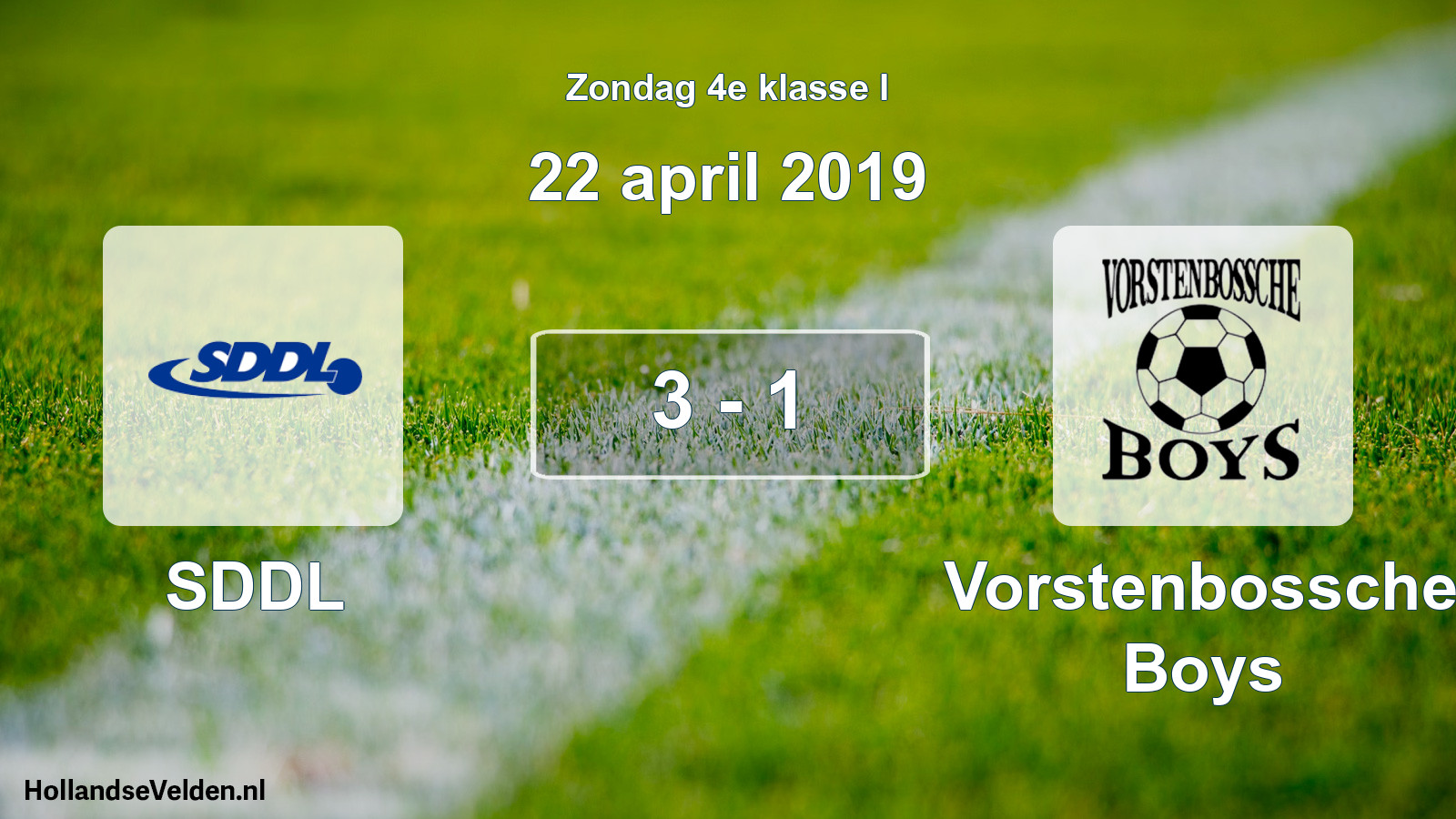 Total number of matches played: SDDL - Vorstenbossche Boys 3 - 1 (22 April 2019)