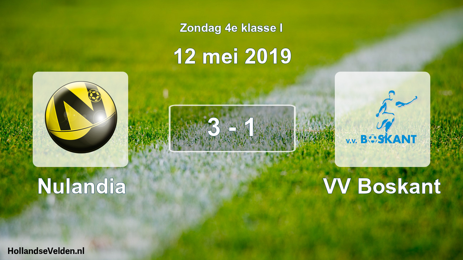 Total number of matches played: Nulandia - VV Boskant 3 - 1 (12 May 2019)