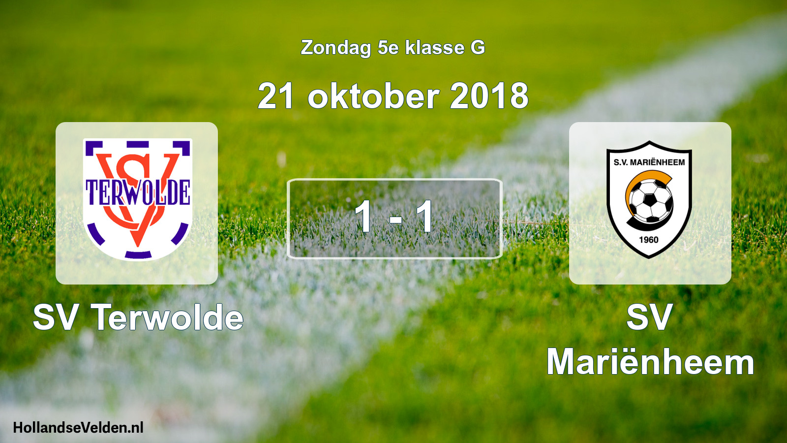 Total number of matches played: SV Terwolde - SV Mariënheem 1 - 1 (21 October 2018)