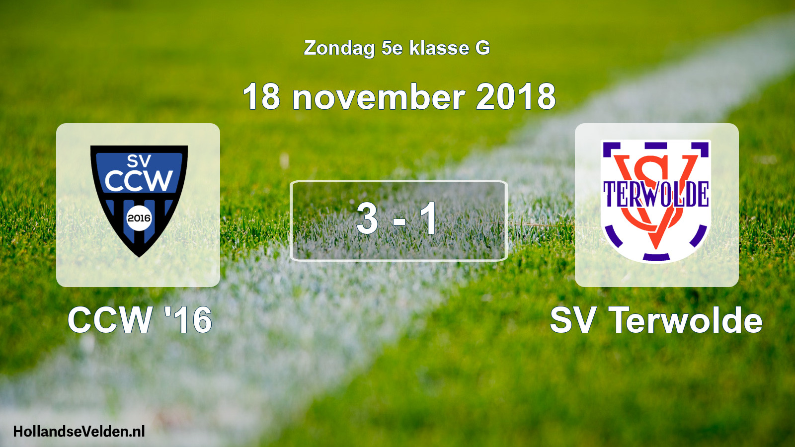 Total number of matches played: CCW '16 - SV Terwolde 3 - 1 (18 November 2018)