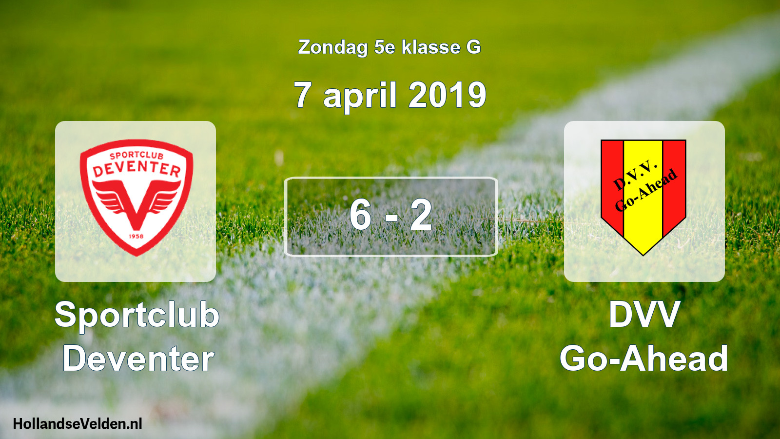 Total number of matches played: Sportclub Deventer - DVV Go-Ahead 6 - 2 (7 April 2019)