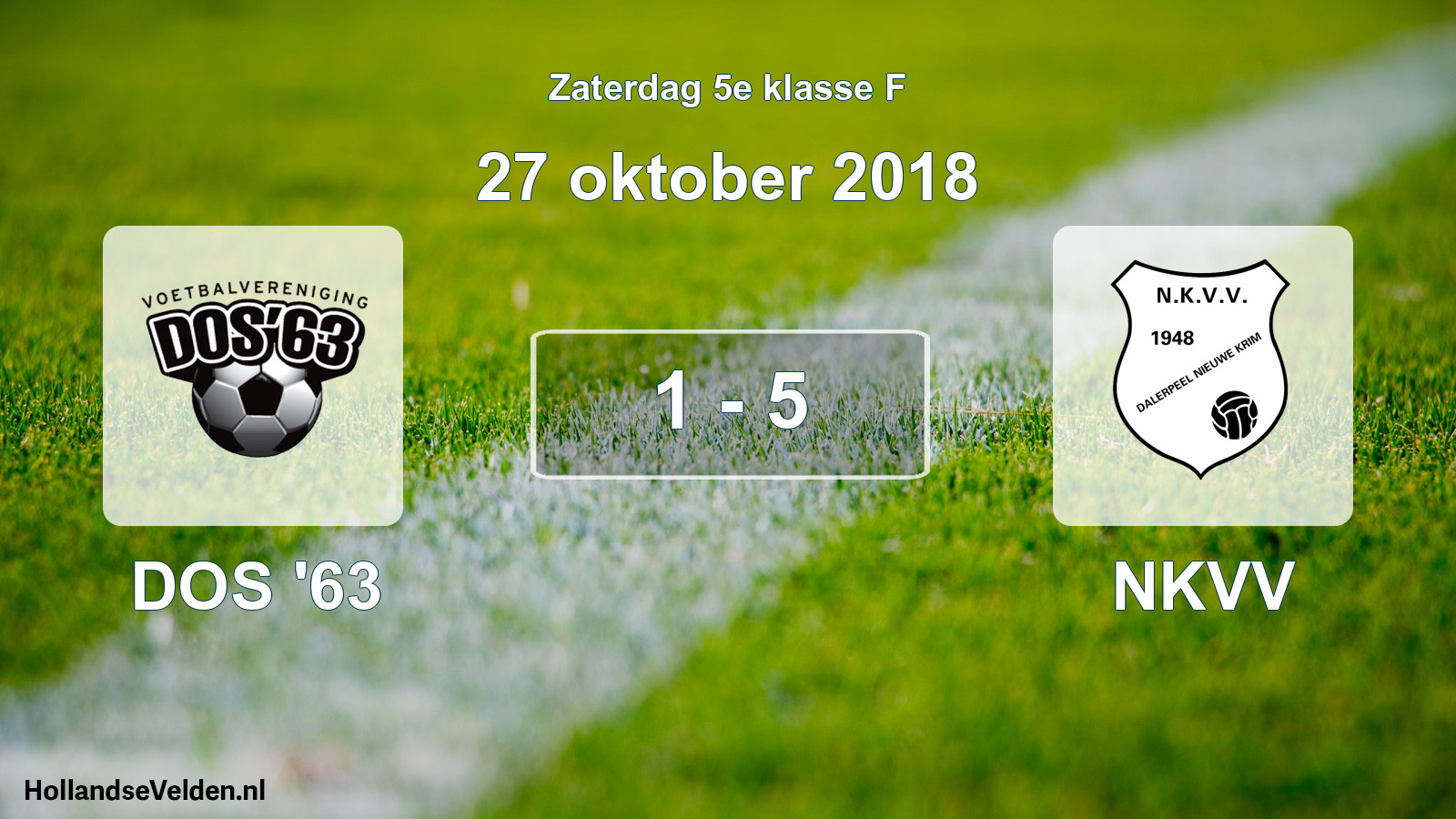Total number of matches played: DOS '63 - NKVV 1 - 5 (27 October 2018)