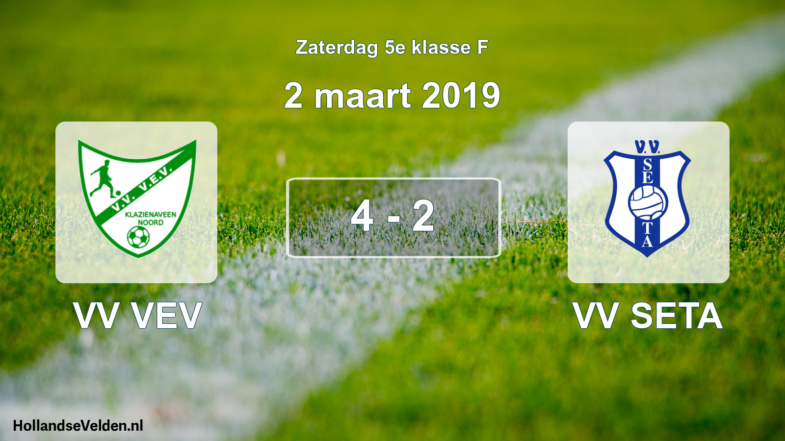 Total number of matches played: VV VEV - VV SETA 4 - 2 (2 March 2019)