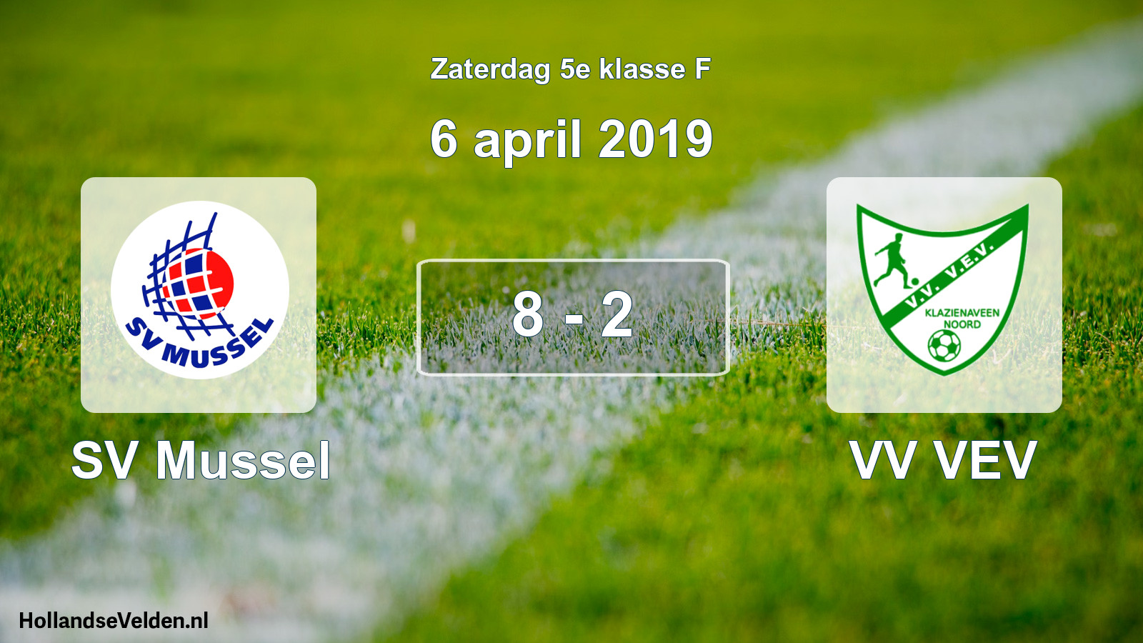Total number of matches played: SV Mussel - VV VEV 8 - 2 (6 April 2019)