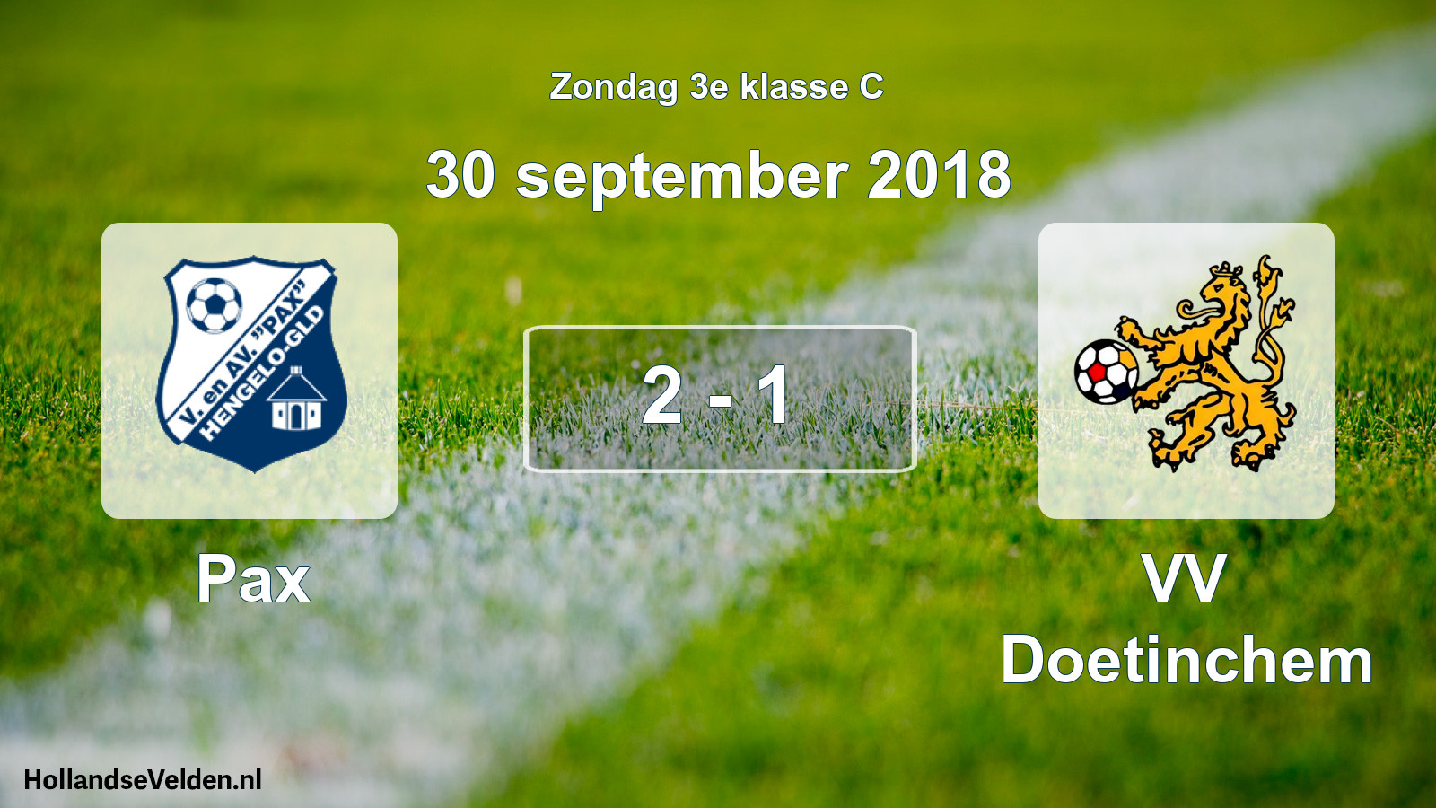 Total number of matches played: Pax - VV Doetinchem 2 - 1 (30 September 2018)