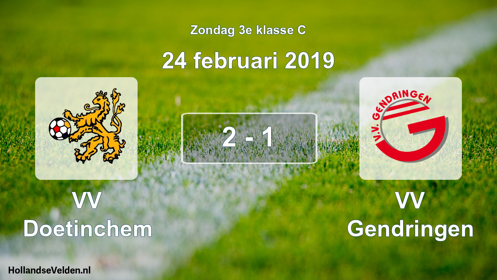 Total number of matches played: VV Doetinchem - VV Gendringen 2 - 1 (24 February 2019)