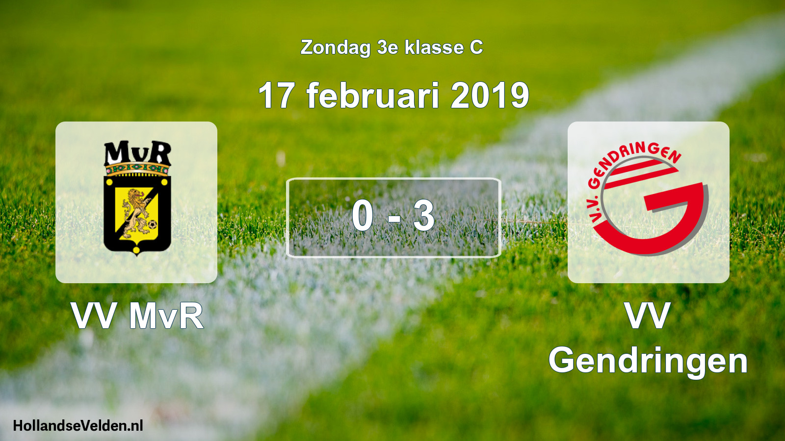Total number of matches played: VV MvR - VV Gendringen 0 - 3 (17 February 2019)