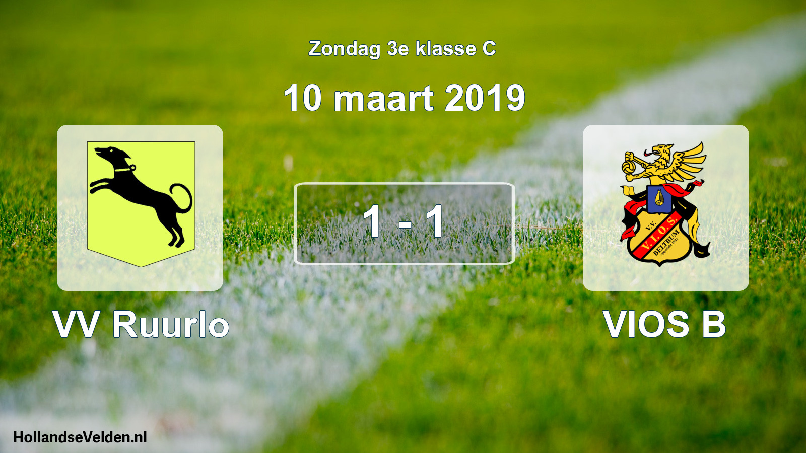 Total number of matches played: VV Ruurlo - VIOS B 1 - 1 (10 March 2019)