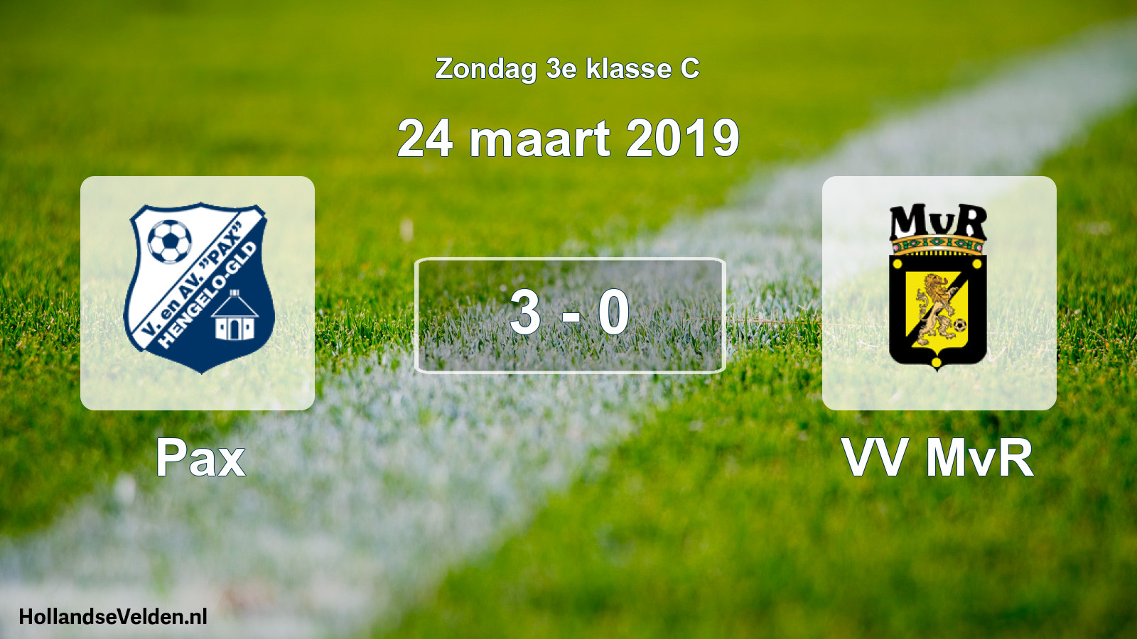 Total number of matches played: Pax - VV MvR 3 - 0 (24 March 2019)