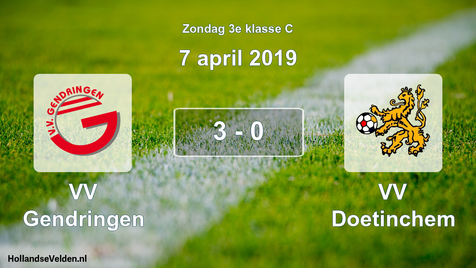 Total number of matches played: VV Gendringen - VV Doetinchem 3 - 0 (7 April 2019)