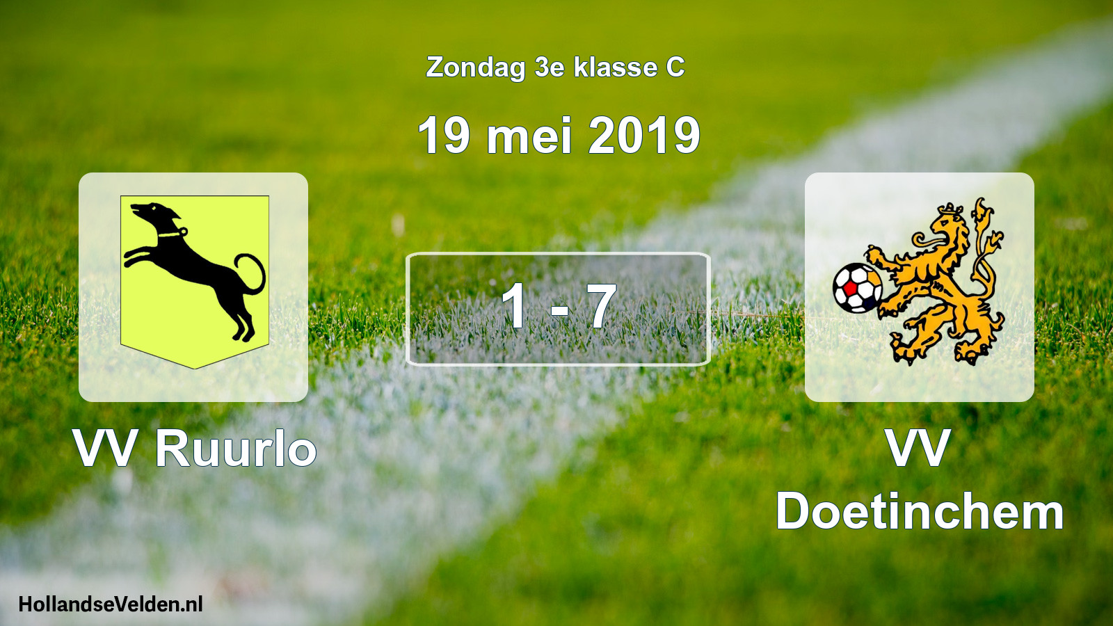 Total number of matches played: VV Ruurlo - VV Doetinchem 1 - 7 (19 May 2019)