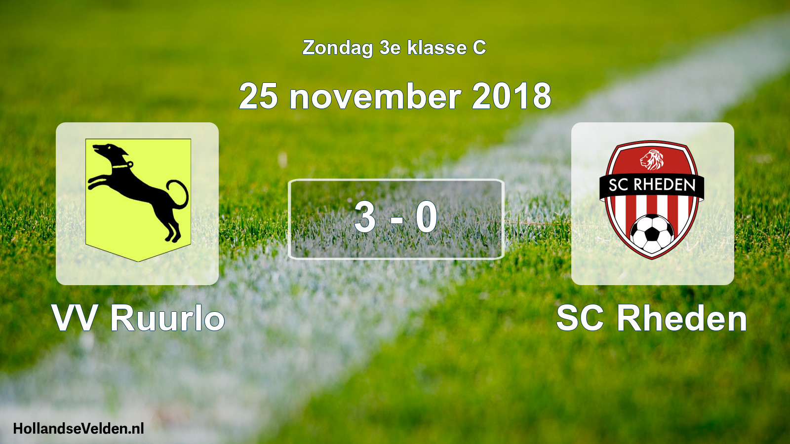 Total number of matches played: VV Ruurlo - SC Rheden 3 - 0 (25 November 2018)