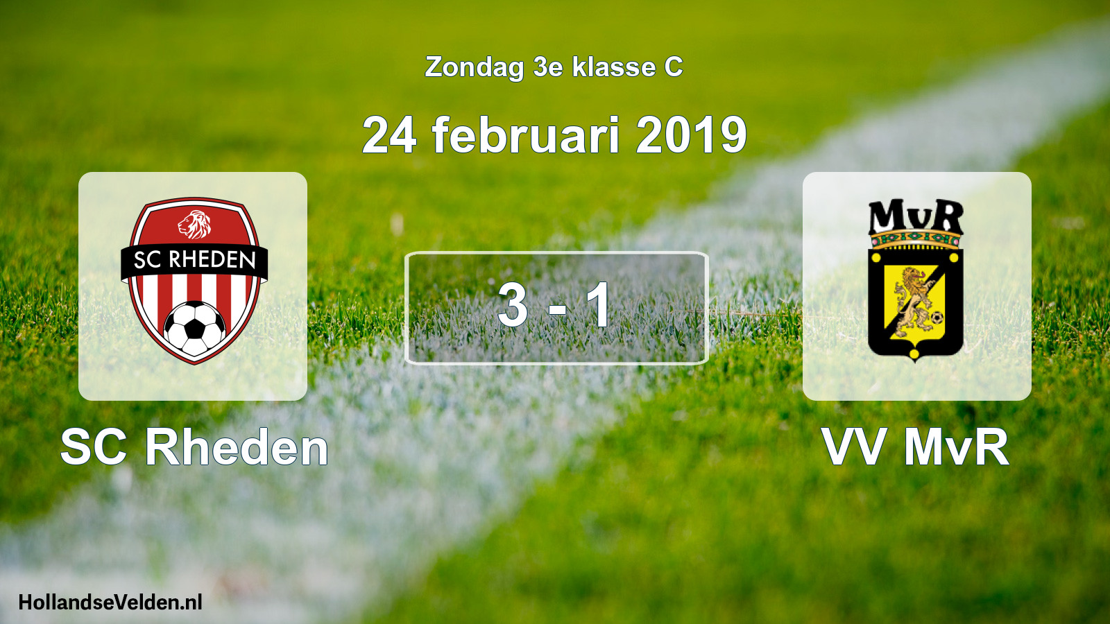 Total number of matches played: SC Rheden - VV MvR 3 - 1 (24 February 2019)