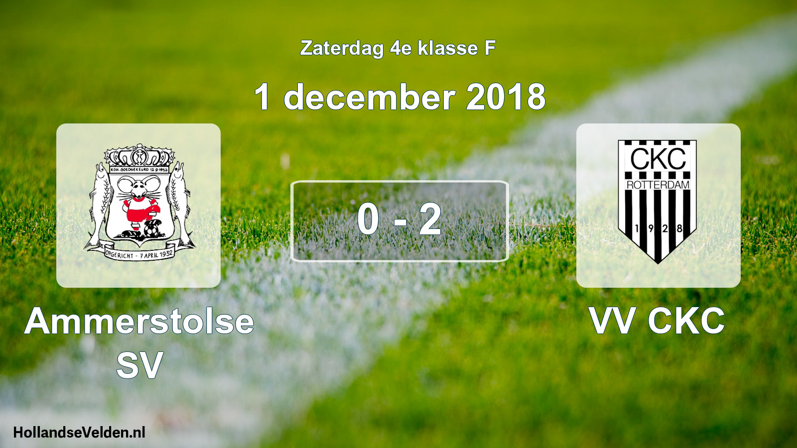 Total number of matches played: Ammerstolse SV - VV CKC 0 - 2 (1 December 2018)