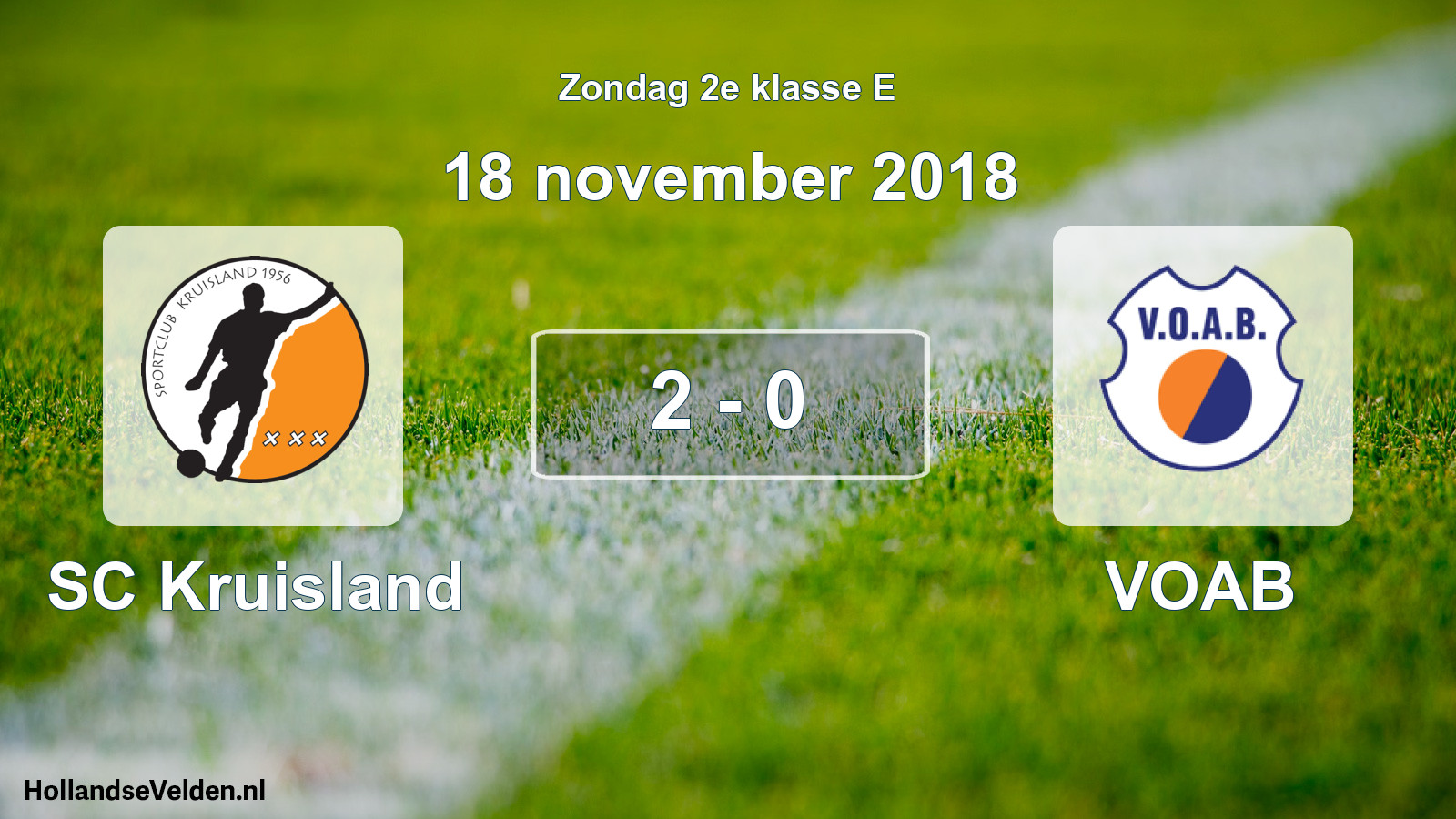 Total number of matches played: SC Kruisland - VOAB 2 - 0 (18 November 2018)
