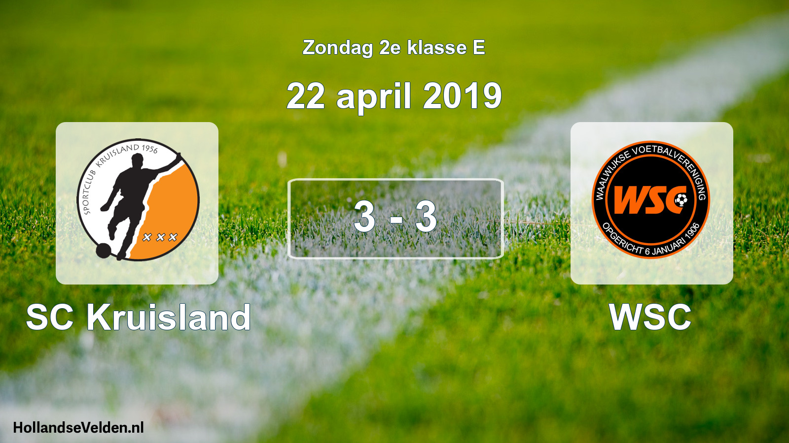 Total number of matches played: SC Kruisland - WSC 3 - 3 (22 April 2019)
