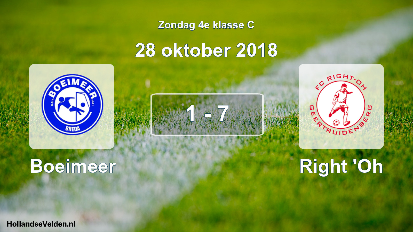 Total number of matches played: Boeimeer - Right 'Oh 1 - 7 (28 October 2018)