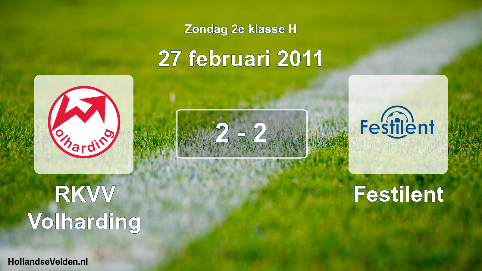 Total number of matches played: RKVV Volharding - Festilent 2 - 2 (27 February 2011)