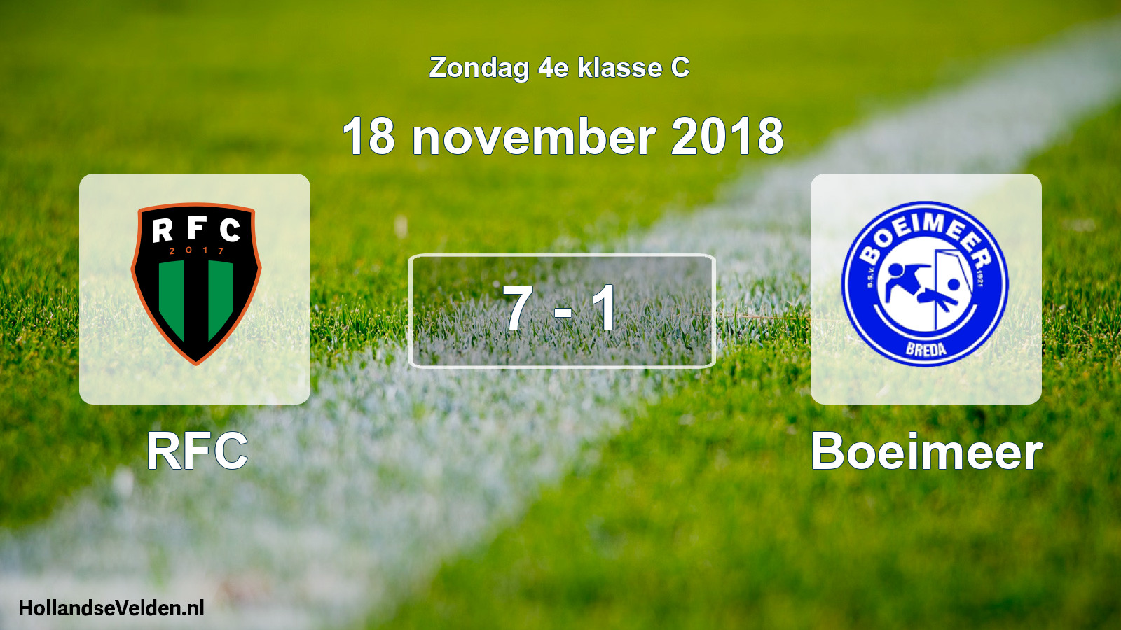 Total number of matches played: RFC - Boeimeer 7 - 1 (18 November 2018)