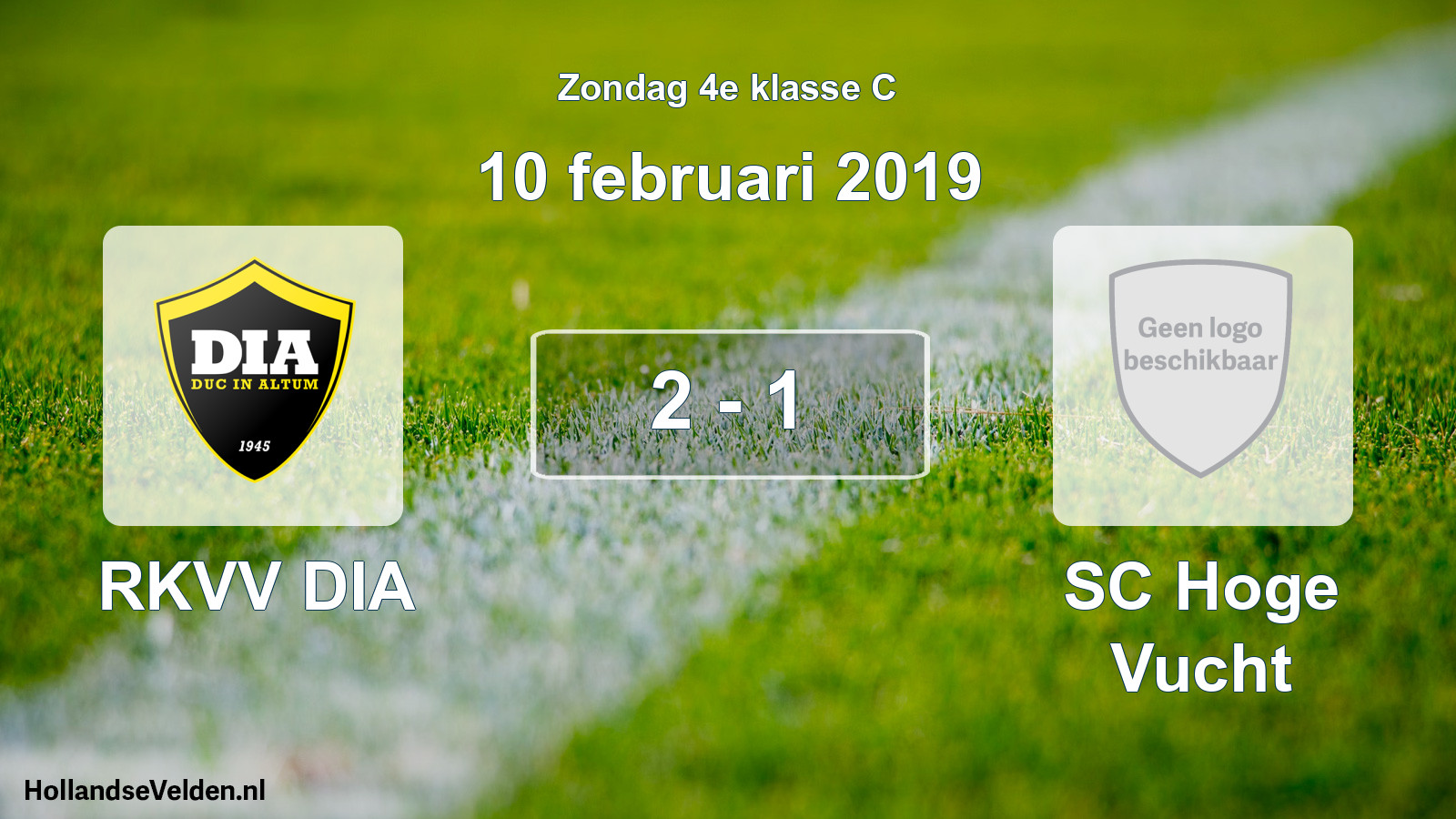 Total number of matches played: RKVV DIA - SC Hoge Vucht 2 - 1 (10 February 2019)