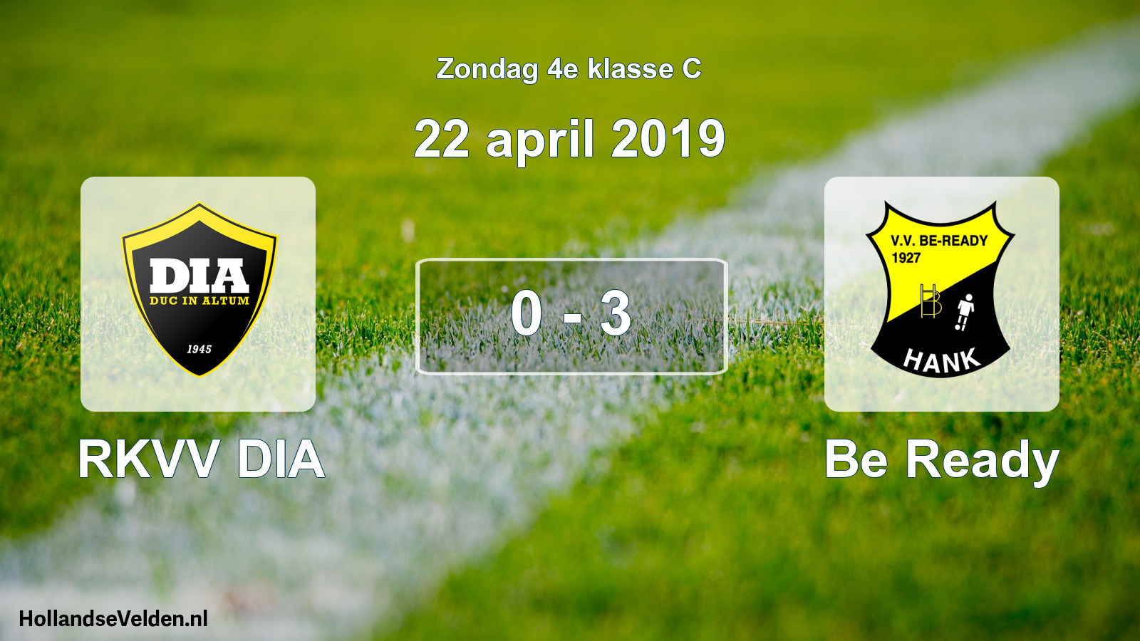 Total number of matches played: RKVV DIA - Be Ready 0 - 3 (22 April 2019)