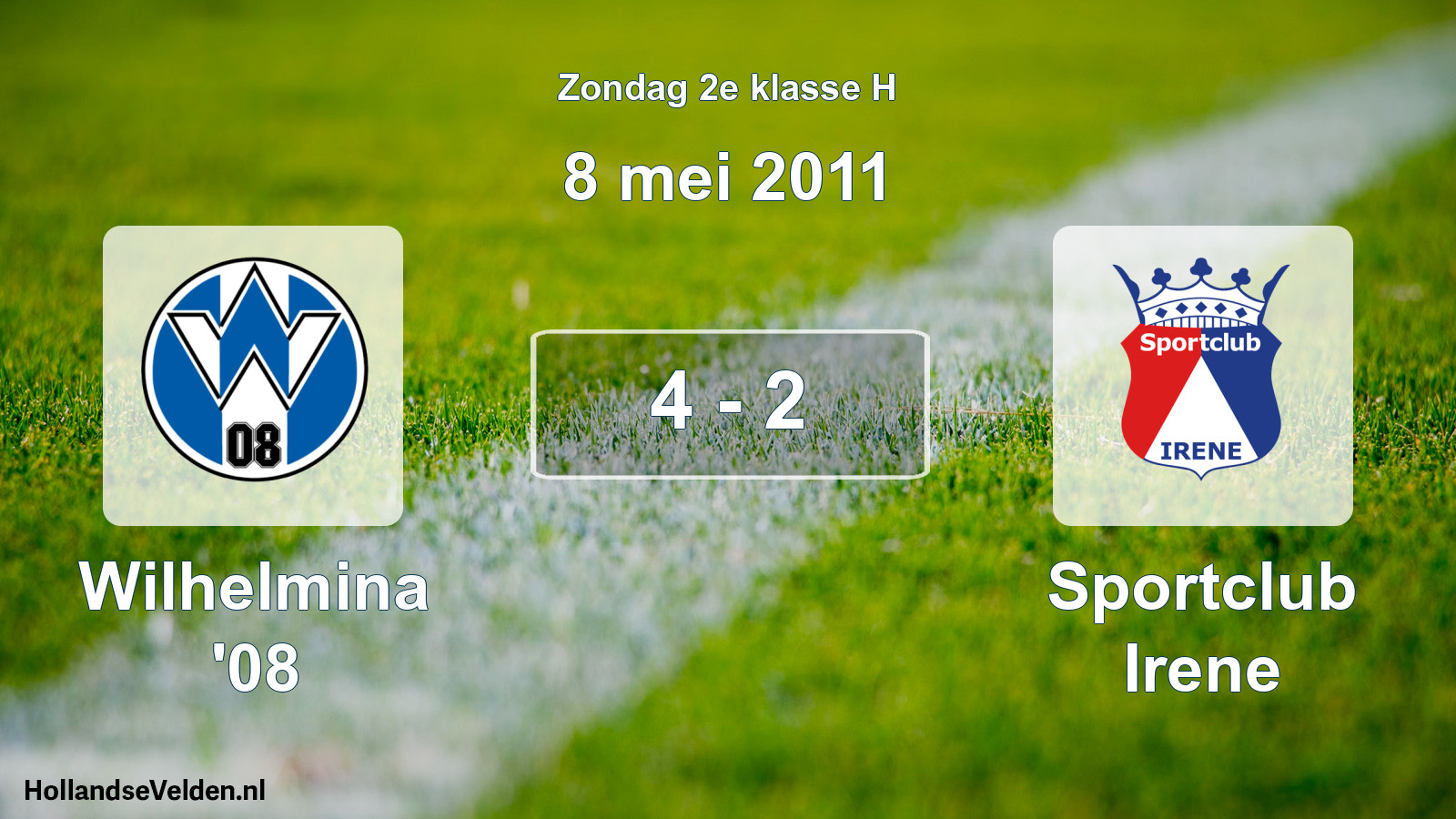 Total number of matches played: Wilhelmina '08 - Sportclub Irene 4 - 2 (8 May 2011)