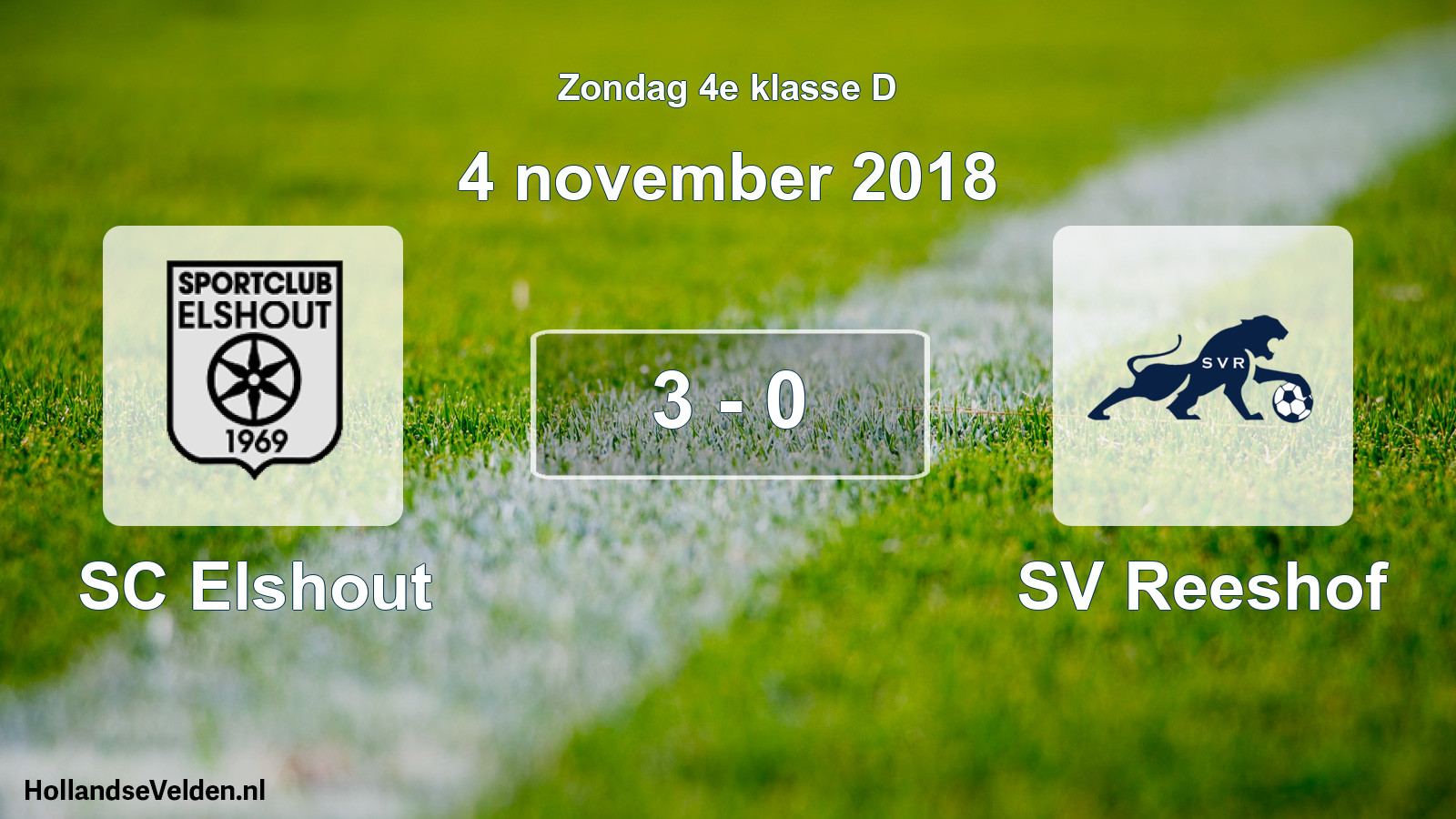 Total number of matches played: SC Elshout - SV Reeshof 3 - 0 (4 November 2018)