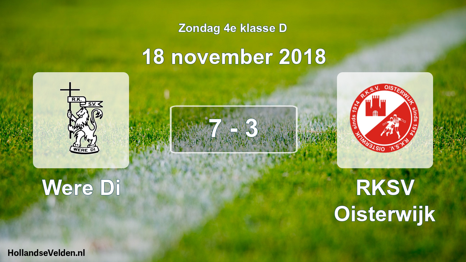 Total number of matches played: Were Di - RKSV Oisterwijk 7 - 3 (18 November 2018)