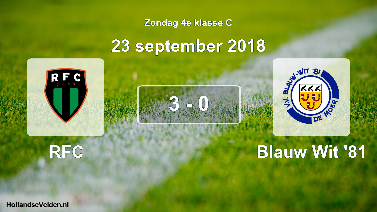 Total number of matches played: RFC - Blauw Wit '81 3 - 0 (23 September 2018)