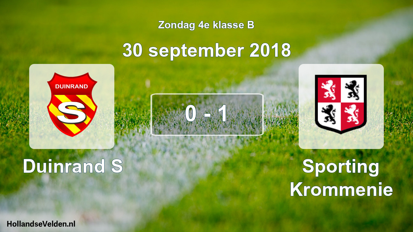 Total number of matches played: Duinrand S - Sporting Krommenie 0 - 1 (30 September 2018)
