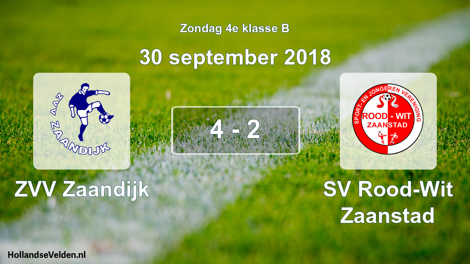 Total number of matches played: ZVV Zaandijk - SV Rood-Wit Zaanstad 4 - 2 (30 September 2018)