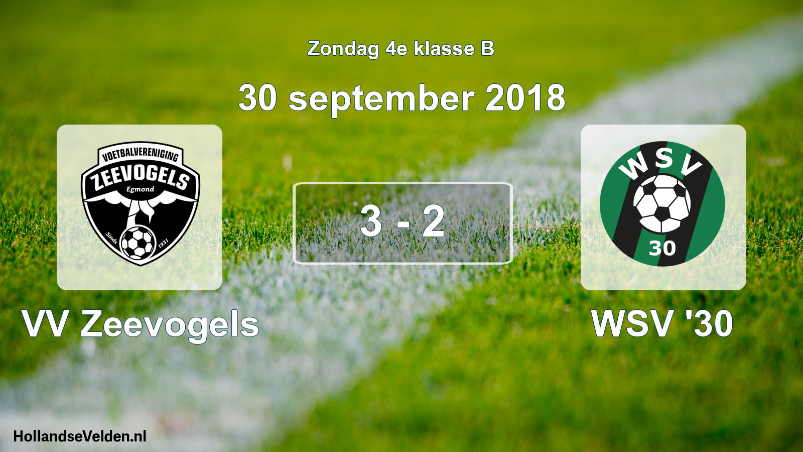 Total number of matches played: VV Zeevogels - WSV '30 3 - 2 (30 September 2018)