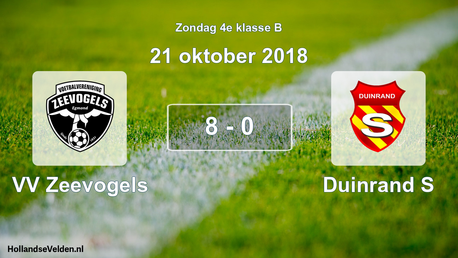 Total number of matches played: VV Zeevogels - Duinrand S 8 - 0 (21 October 2018)