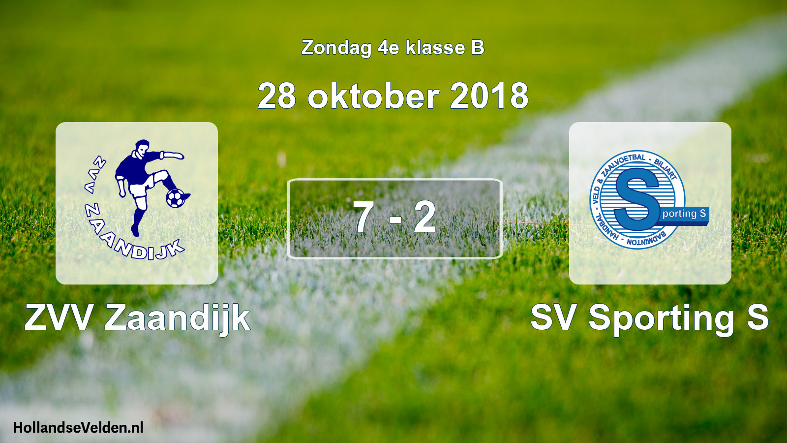 Total number of matches played: ZVV Zaandijk - SV Sporting S 7 - 2 (28 October 2018)