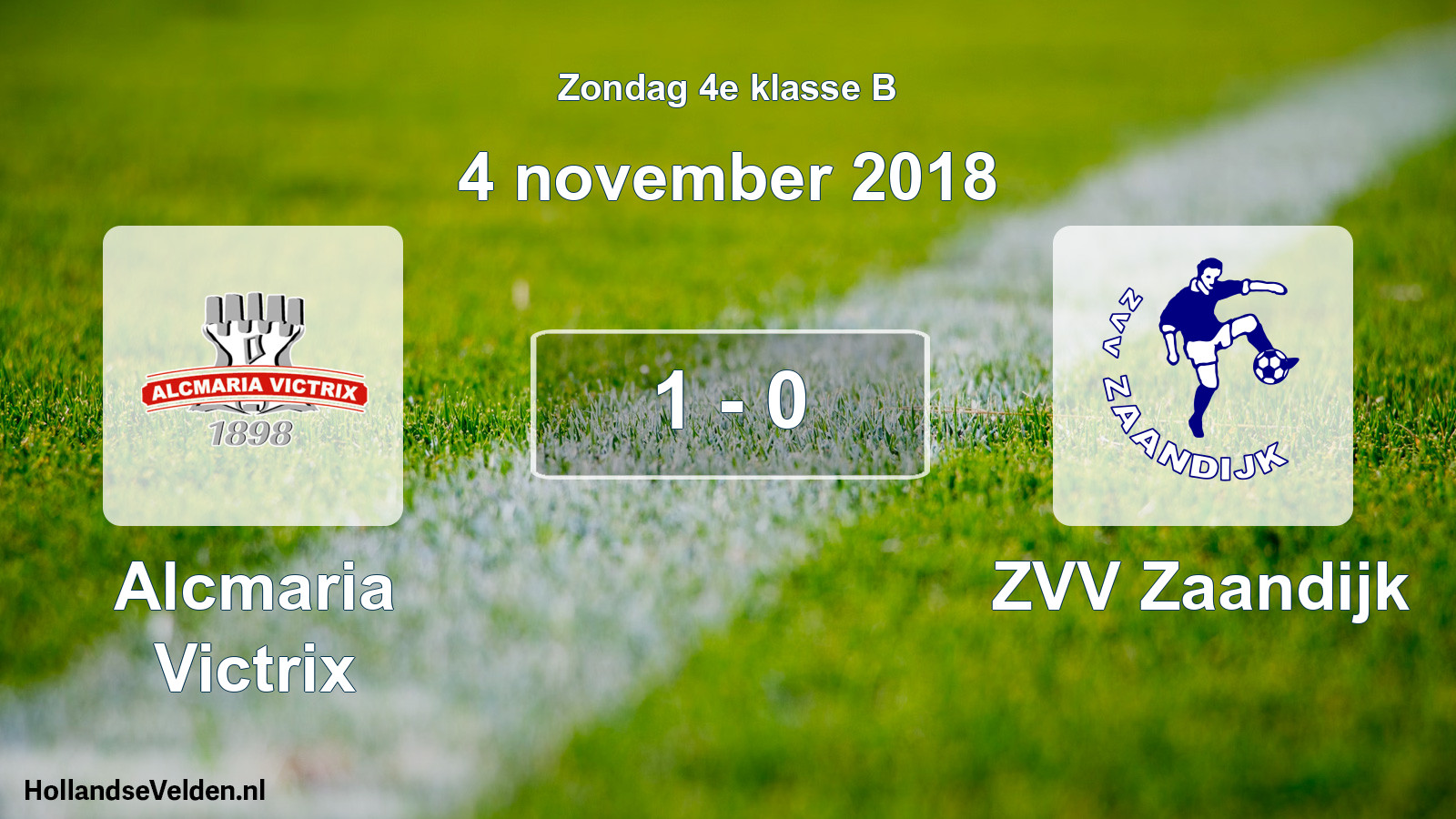 Total number of matches played: Alcmaria Victrix - ZVV Zaandijk 1 - 0 (4 November 2018)