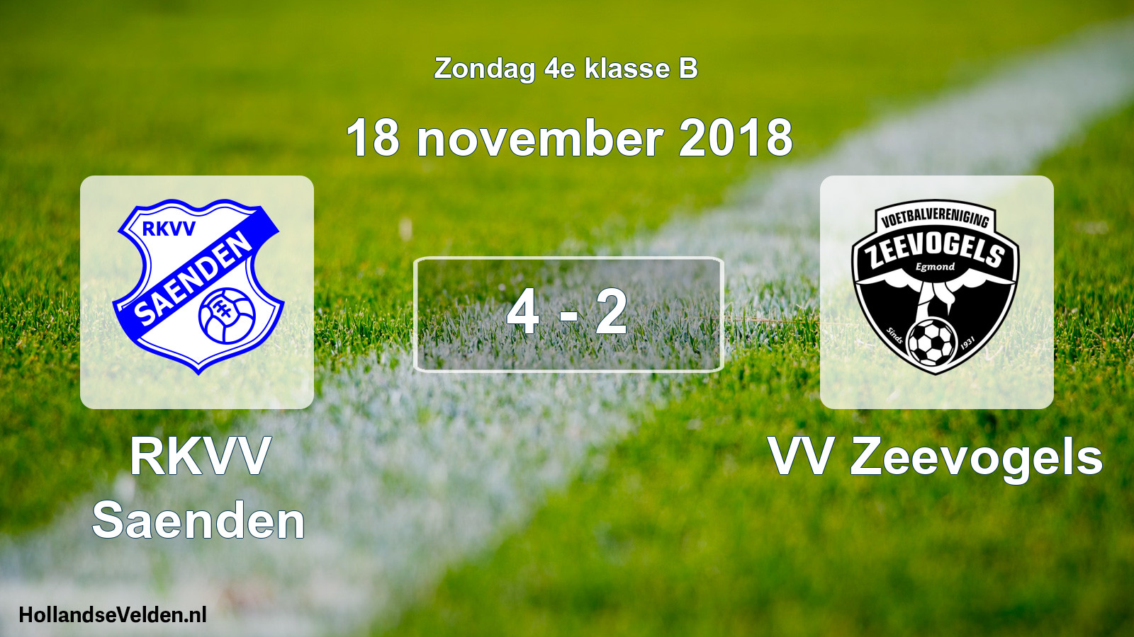 Total number of matches played: RKVV Saenden - VV Zeevogels 4 - 2 (18 November 2018)
