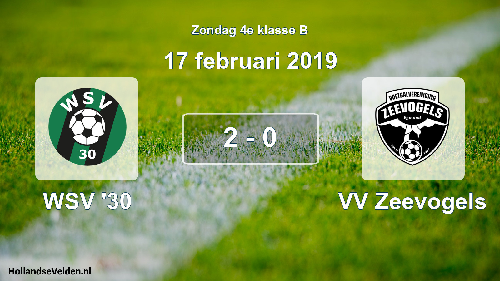 Total number of matches played: WSV '30 - VV Zeevogels 2 - 0 (17 February 2019)