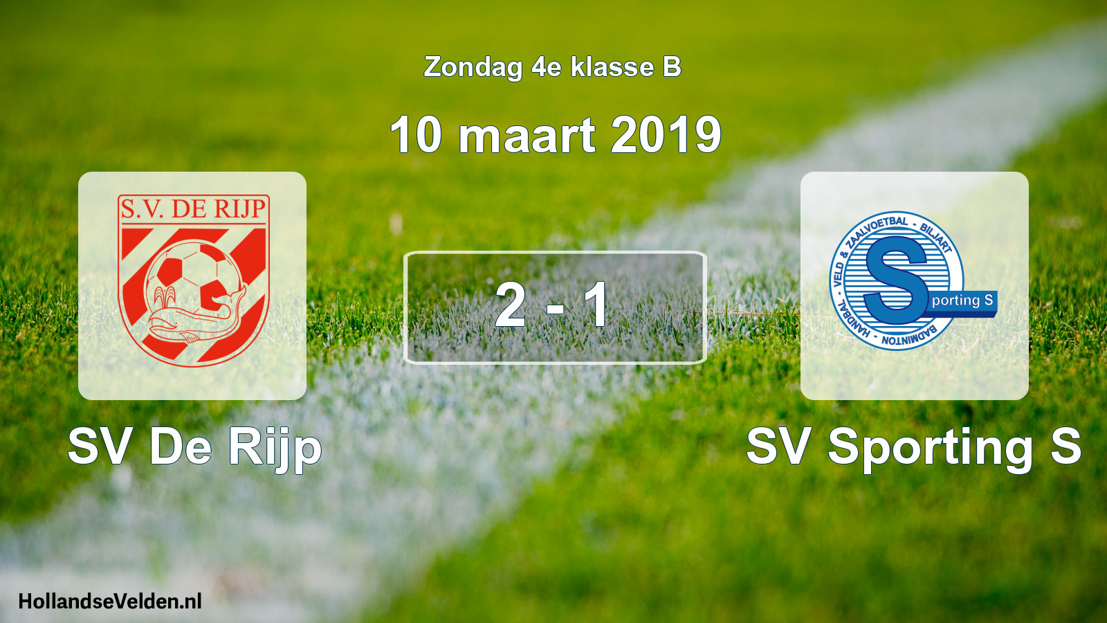 Total number of matches played: SV De Rijp - SV Sporting S 2 - 1 (10 March 2019)