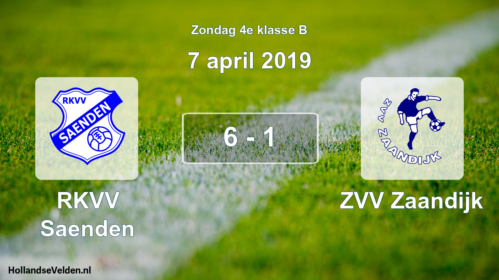 Total number of matches played: RKVV Saenden - ZVV Zaandijk 6 - 1 (7 April 2019)