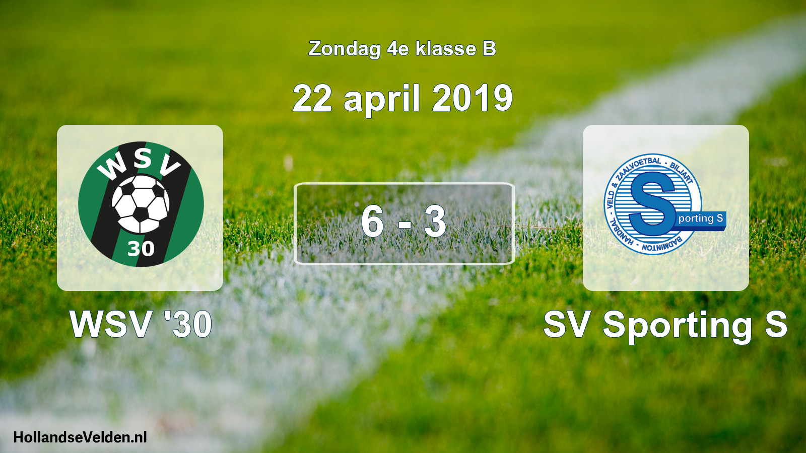 Total number of matches played: WSV '30 - SV Sporting S 6 - 3 (22 April 2019)