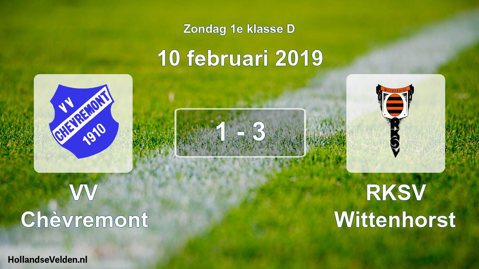 Total number of matches played: VV Chèvremont - RKSV Wittenhorst 1 - 3 (10 February 2019)