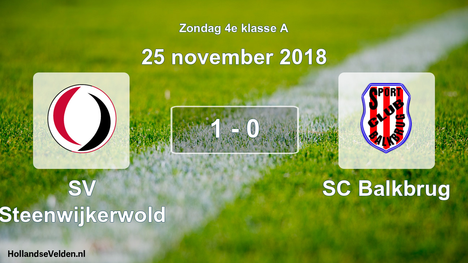 Total number of matches played: SV Steenwijkerwold - SC Balkbrug 1 - 0 (25 November 2018)
