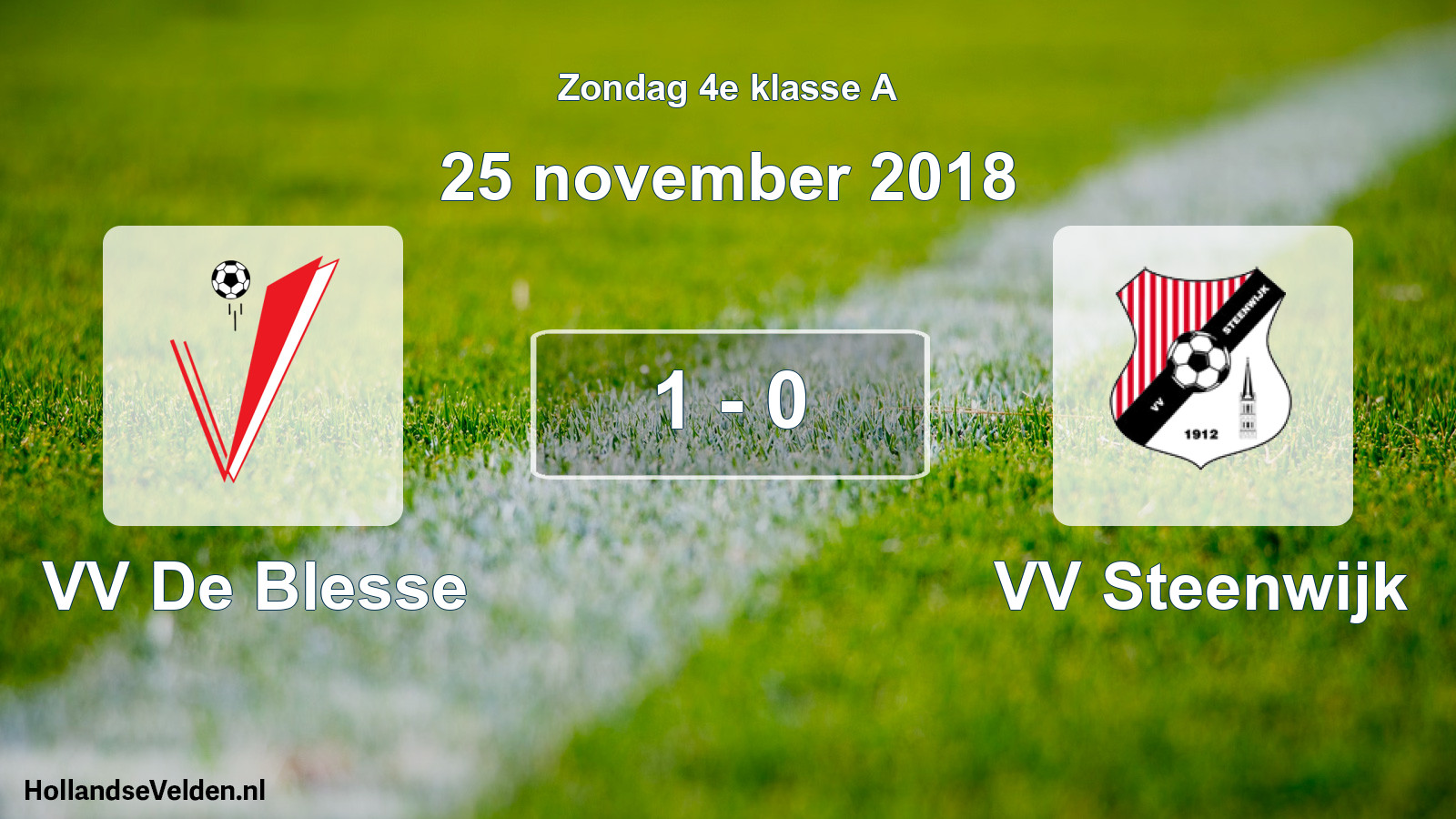 Total number of matches played: VV De Blesse - VV Steenwijk 1 - 0 (25 November 2018)