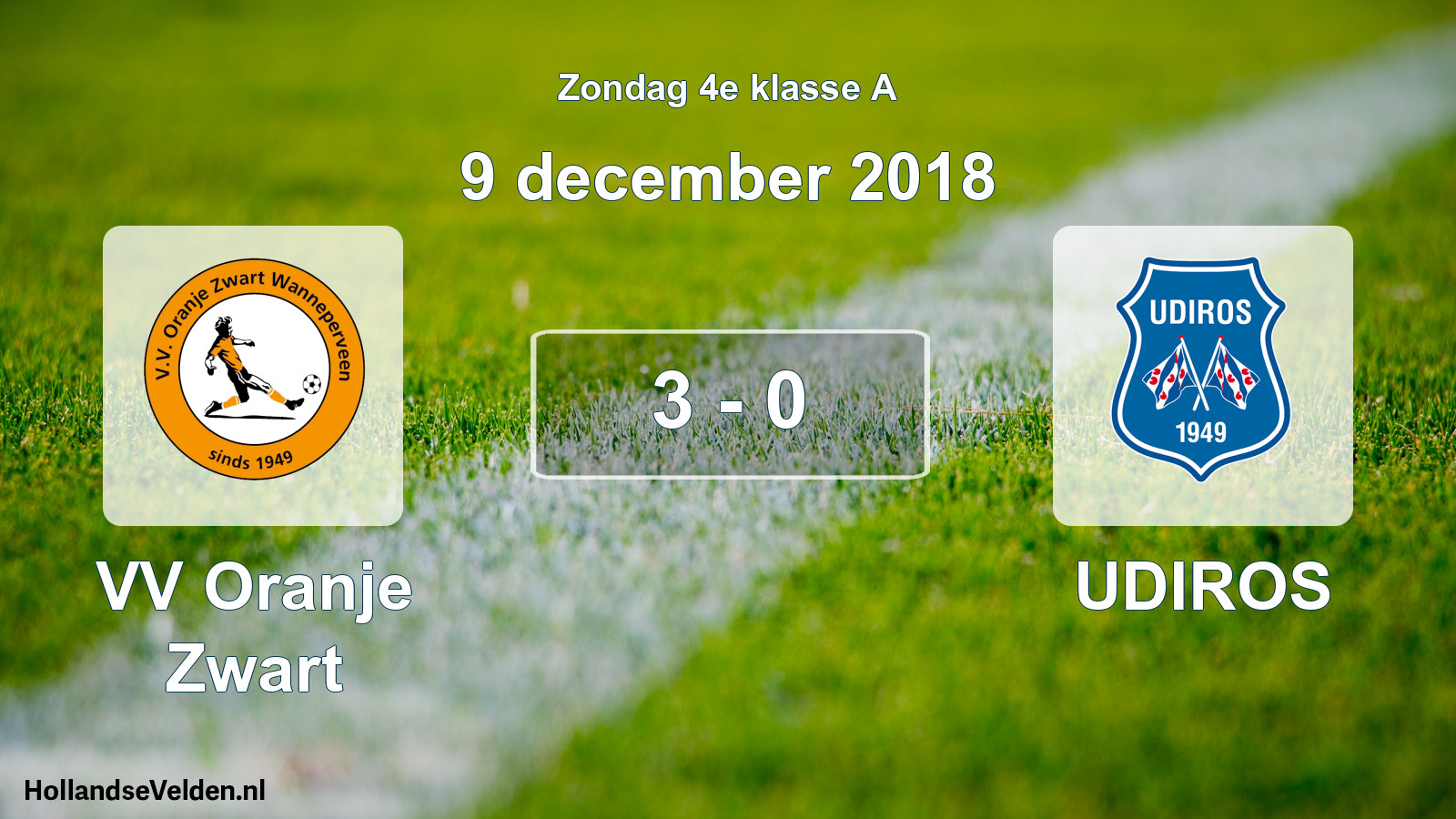 Total number of matches played: VV Oranje Zwart - UDIROS 3 - 0 (9 December 2018)