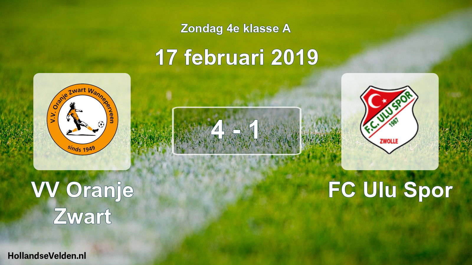 Total number of matches played: VV Oranje Zwart - FC Ulu Spor 4 - 1 (17 February 2019)