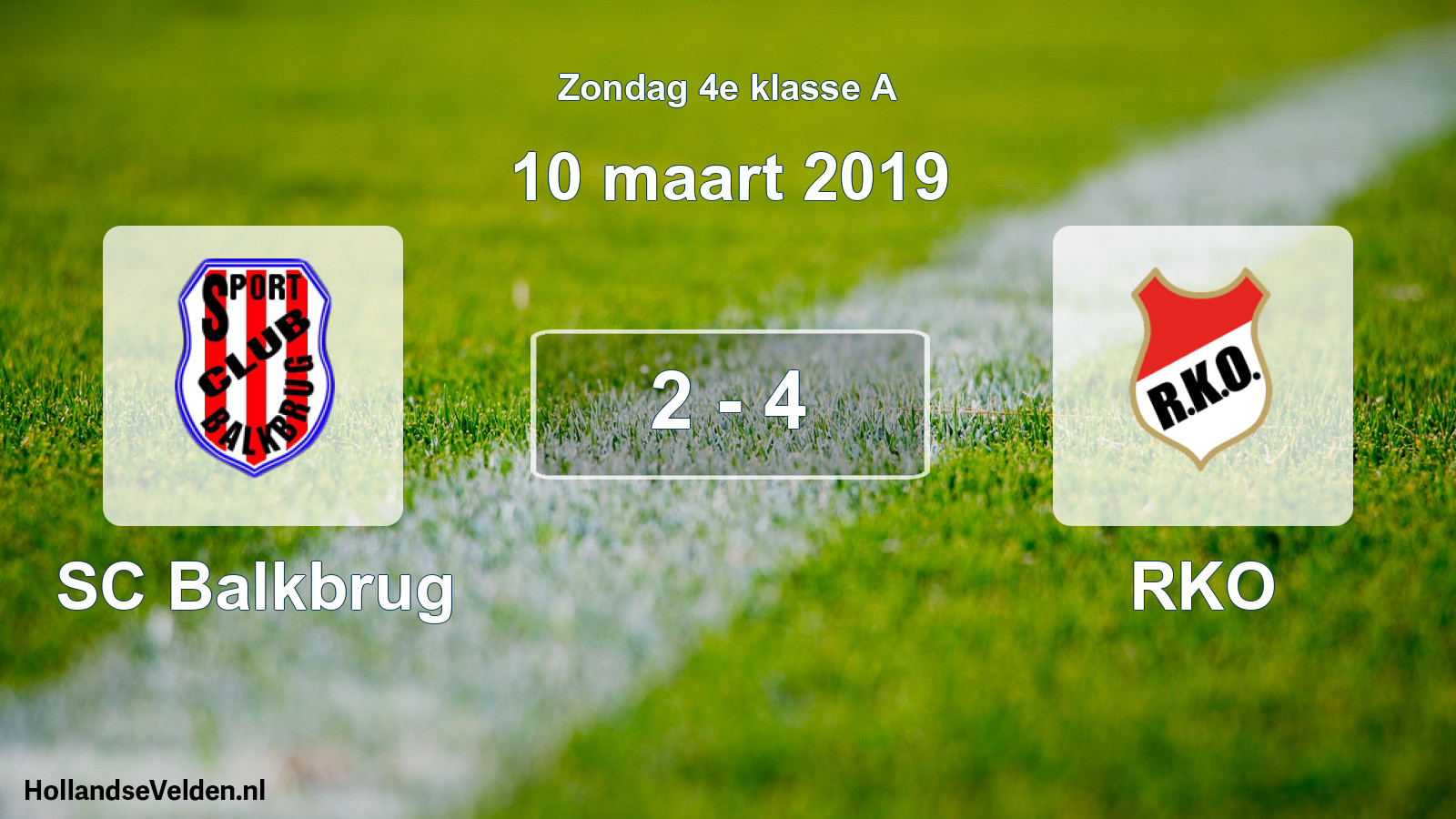 Total number of matches played: SC Balkbrug - RKO 2 - 4 (10 March 2019)