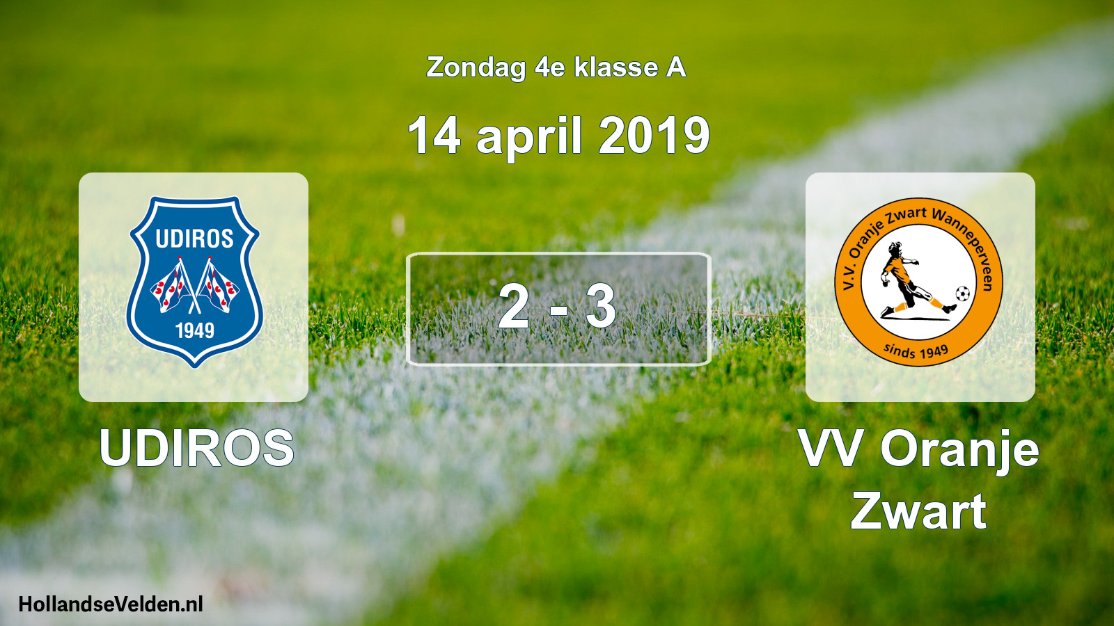 Total number of matches played: UDIROS - VV Oranje Zwart 2 - 3 (14 April 2019)
