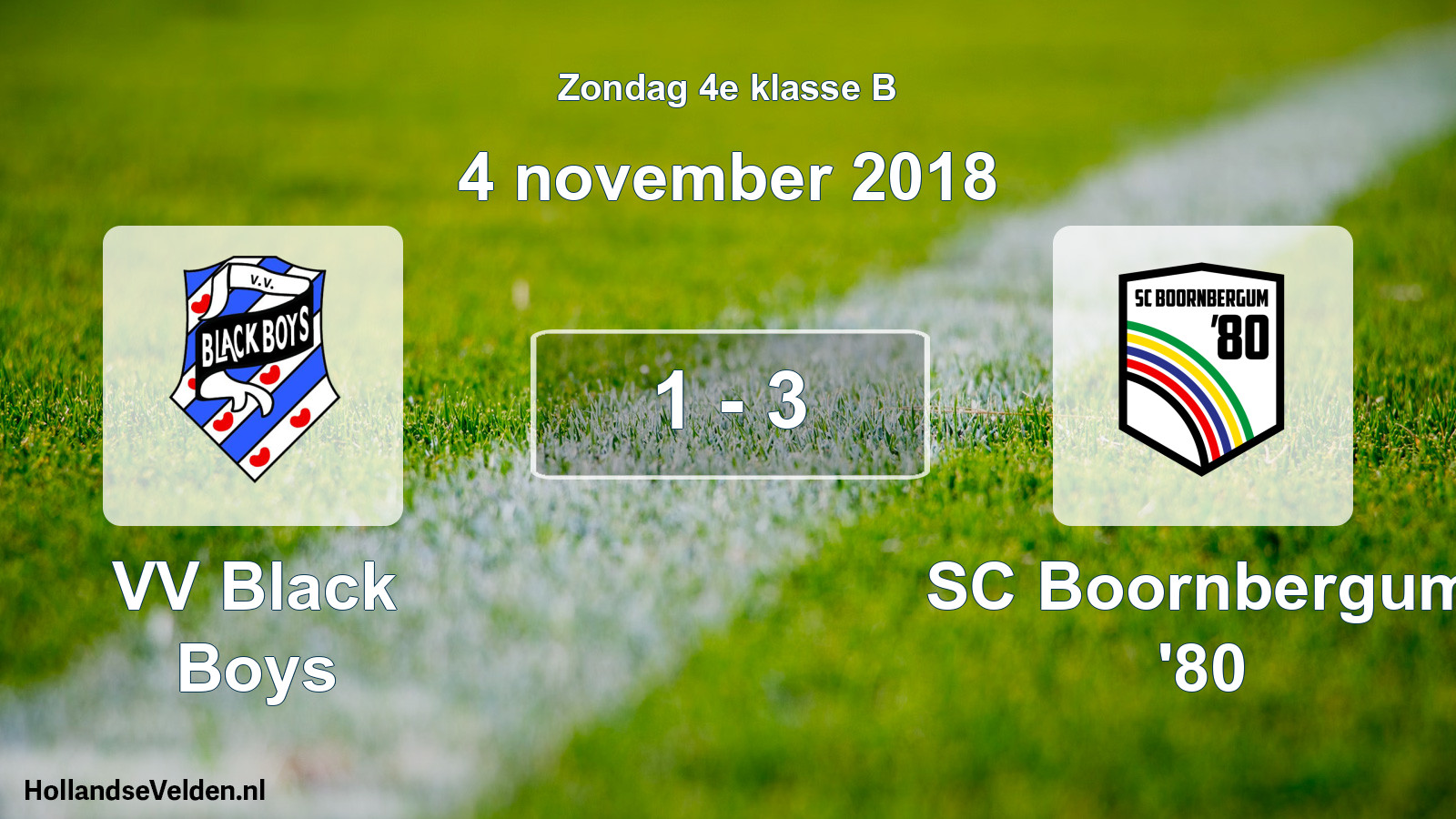 Total number of matches played: VV Black Boys - SC Boornbergum '80 1 - 3 (4 November 2018)